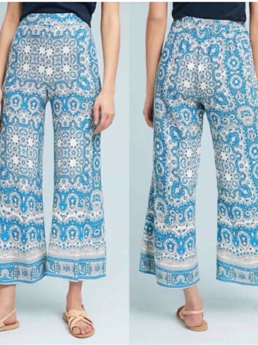 Feather bone by Anthropologie Cropped Linen Palazzo Wide Leg Pants Size 0